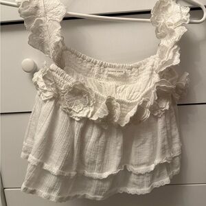 Altard State White Ruffled Top Size Small